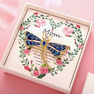 Dragonfly Brooch, gift boxed for Mom. Austrian Crystals & Enamel.